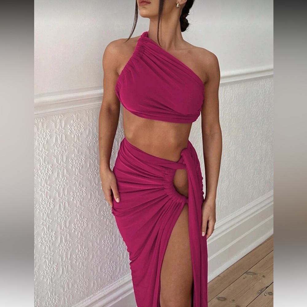 Chic Magenta One-Shoulder Dress
